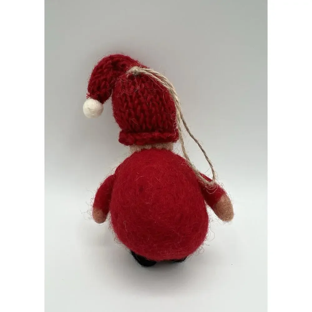 Pottery Barn Red Santa w White Beard Felt Ornament 5” Christmas Decor